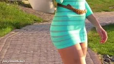 Play Dressed in a transparent dress and without underwear, she goes out in public